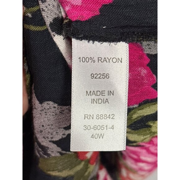 Roamans Multicolor Floral Button Front Top Size 40W Rayon Semi Sheer Gauzy - Picture 5 of 6